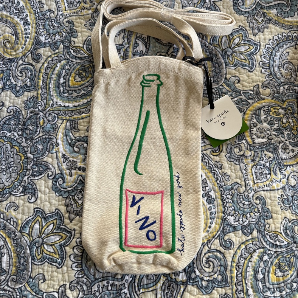 Kate Spade Cream and Green Shoulder Bag with Bottle Design